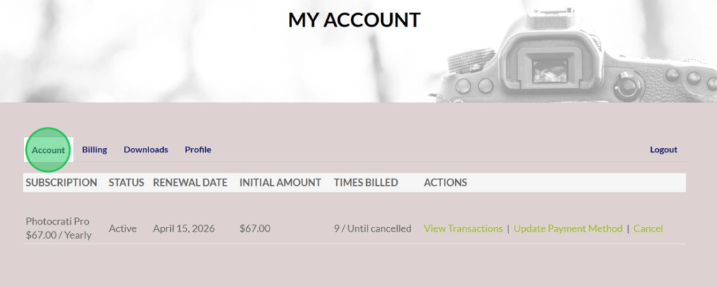 click-account-tab-on-photocrati-account - Photocrati Click Account Tab