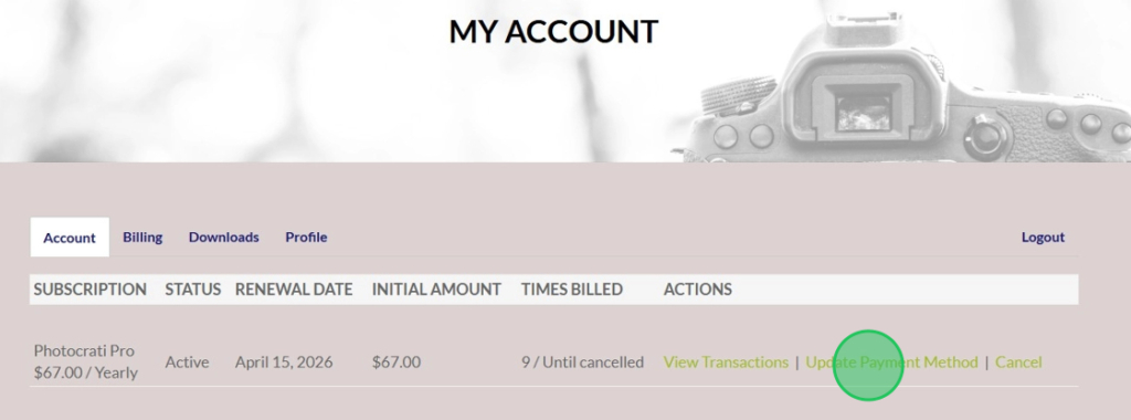 click-update-payment-method - Photocrati Click Update Payment Method